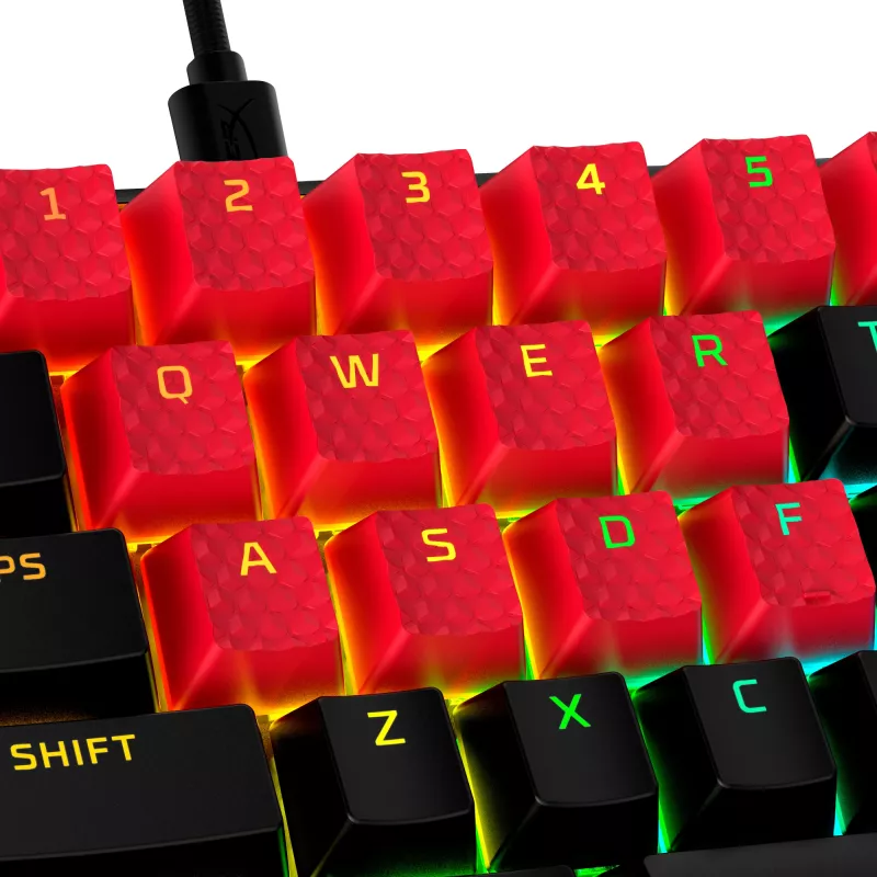 HyperX Rubber Keycaps -pelilisävarustesarja - punainen (US-asettelu)