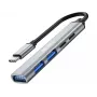 Sandberg USB-C - 3xUSB-A+2xUSB-C SAVER USB 3.2 Gen 1 harmaa alumiini