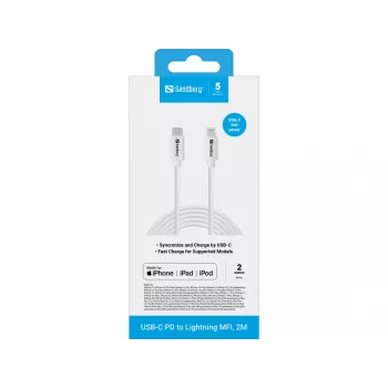 Sandberg USB-C PD - Lightning MFI 2M -kaapeli 2 m Lightning USB-C