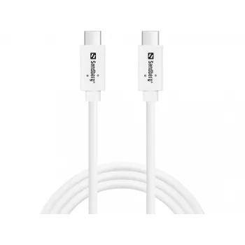 Sandberg USB-C USB-C USB 3.2 Gen2 100W, 1M, 1 m, USB-C, USB-C, USB 3.2 Gen 2 (3.1 Gen 2), 10 Gbit/s, valkoinen