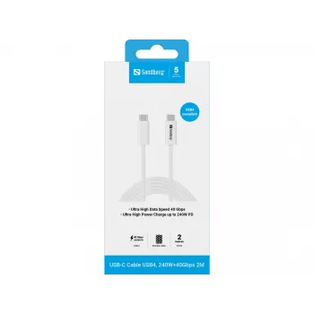 Sandberg USB-C>C USB4 240W 40Gbps 2M -kaapeli