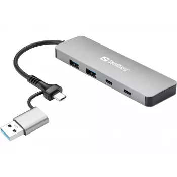 Sandberg USB-C/A - 2xUSB-A+2xUSB-C -keskitin