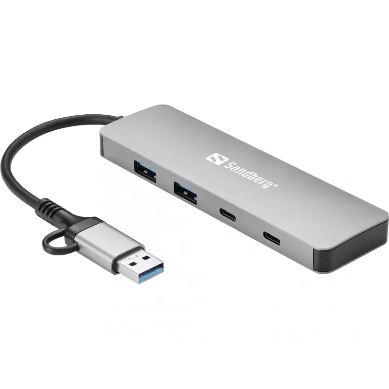 Sandberg USB-C/A - 2xUSB-A+2xUSB-C -keskitin