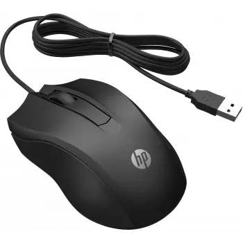 HP johdollinen hiiri 100, molempikätinen, optinen, USB Type-A, 1600 DPI, musta
