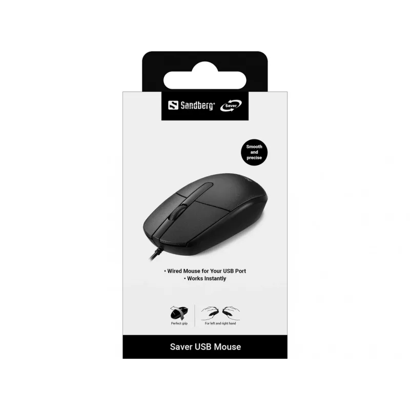 Sandberg Saver USB-hiiri, molempikätinen, USB Type-A
