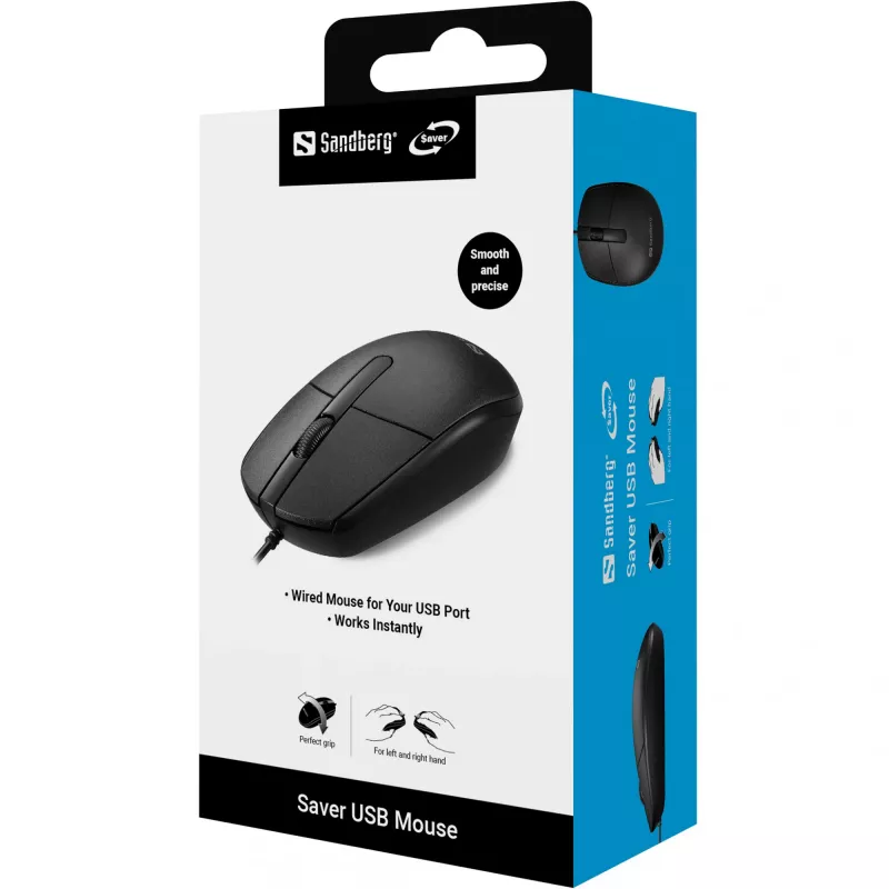 Sandberg Saver USB-hiiri, molempikätinen, USB Type-A