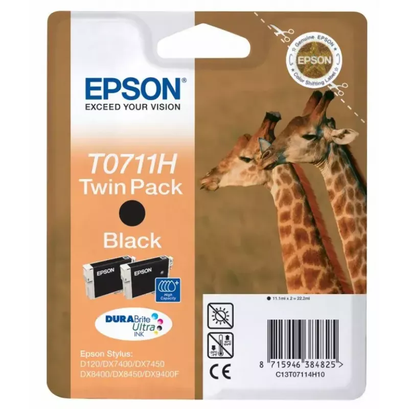 Epson Giraffe kaksipakkaus musta T0711H DURABrite Ultra -muste