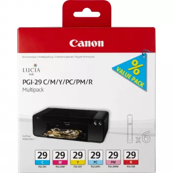 Canon PGI-29 C/M/Y/PC/PM/R 6 mustepatruunaa monipakkaus