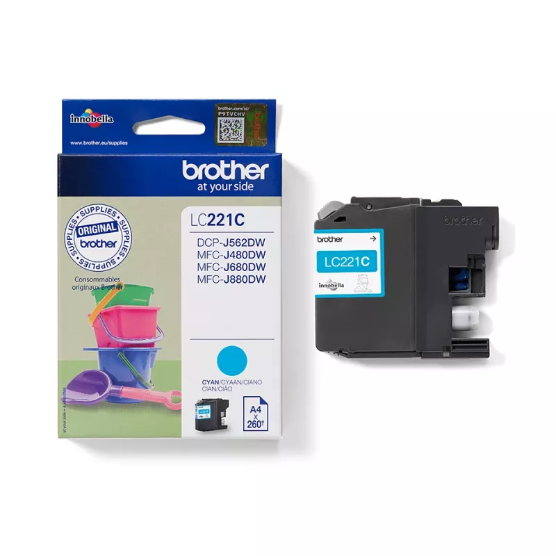 Patruuna Brother LC-221C sininen muste 260 sivua DCPJ562DW MFCJ480DW
