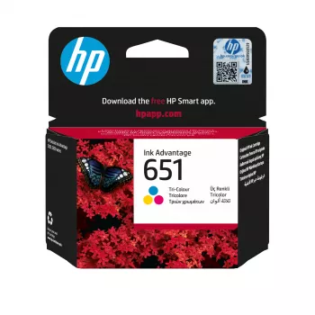 HP 651 tri-color alkuperäinen Ink Advantage -patruuna, syaani, magenta, keltainen, 1 kpl, 300 sivua