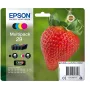 Epson Strawberry monipakkaus 4 väriä 29 Claria Home -muste, musta, syaani, magenta, keltainen, 5,3 ml, 3,2 ml, 1 kpl, 175 sivua, monipakkaus