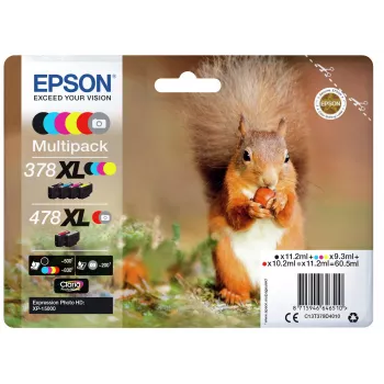 Epson Squirrel monipakkaus 6 väriä 378XL / 478XL Claria Photo HD -muste
