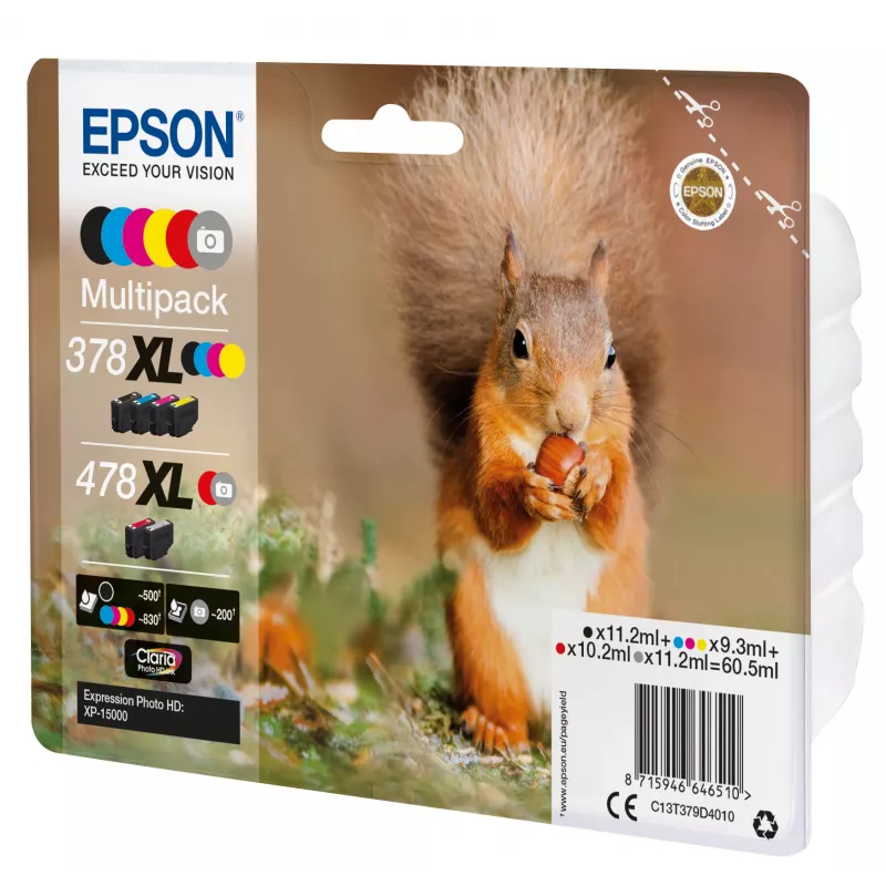 Epson Squirrel monipakkaus 6 väriä 378XL / 478XL Claria Photo HD -muste
