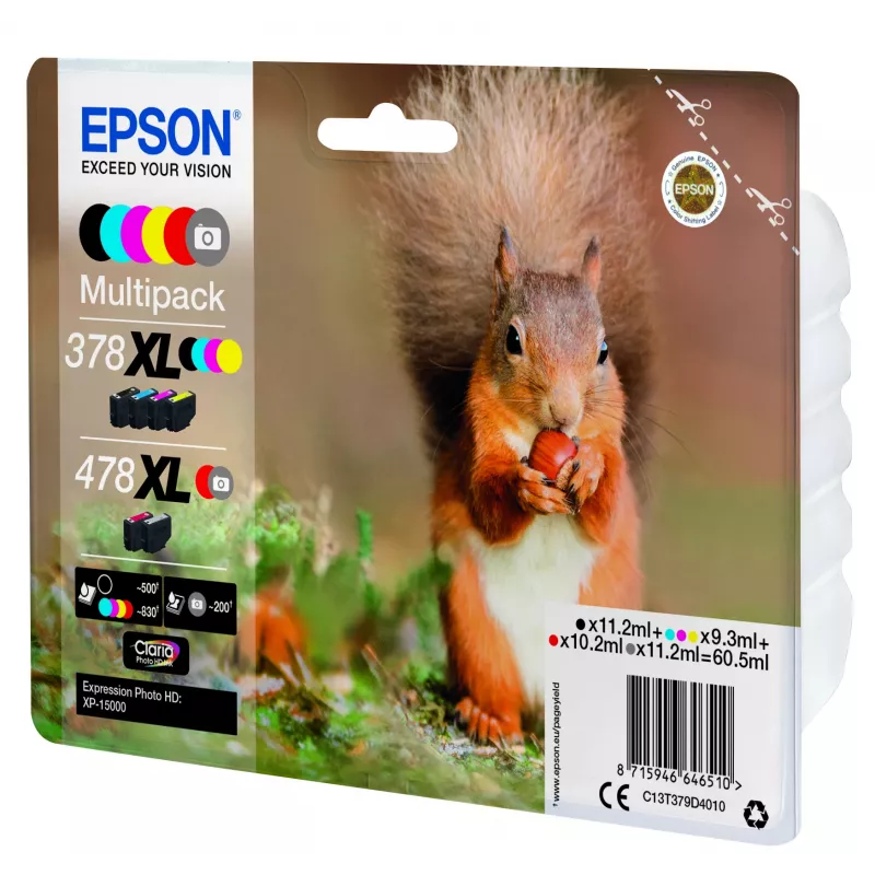 Epson Squirrel monipakkaus 6 väriä 378XL / 478XL Claria Photo HD -muste