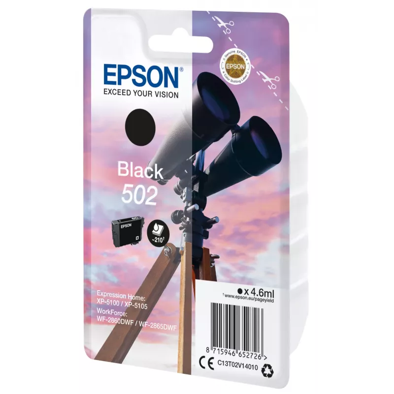 Epson 502 C13T02V14020 mustekasetti, musta, 4,6 ml