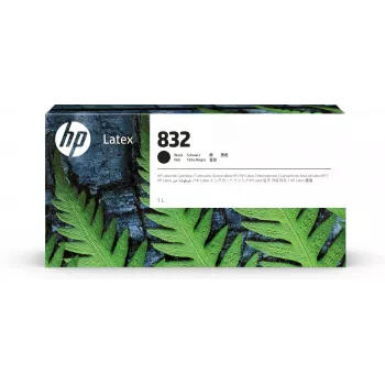 HP 832 1 litran musta lateksivärikasetti, HP Latex 700, 700 W, 800, 800 W -tulostimet, lämpömustesuihku, musta, Kiina, Yhdysvallat, Singapore, 243 mm, 64 mm