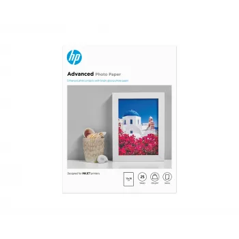 HP Advanced -valokuvapaperi, kiiltävä, 250 g/m², 13 x 18 cm (127 x 178 mm), 25 arkkia