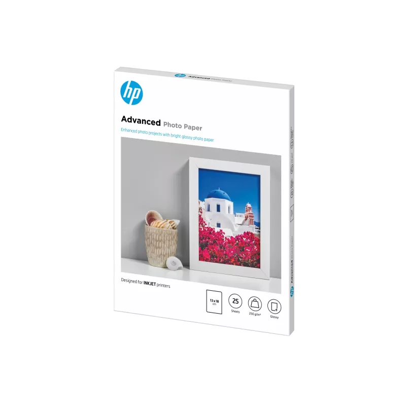 HP Q8696A Advanced Glossy valokuvapaperi reunaton, kiiltävä, 250 g/m², 13 x 18 cm (130 x 180 mm), 25 arkkia