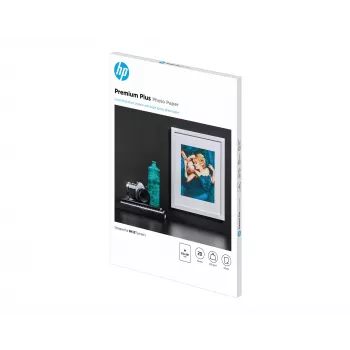 HP Premium Plus Glossy -valokuvapaperi 20 arkkia/A4/210 x 297 mm, kiiltävä, 300 g/m², laser/mustesuihku, 20 arkkia, Business, Enterprise, 15 - 35 °C