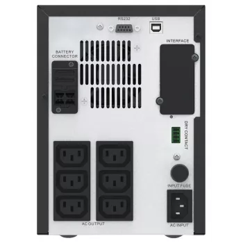 APC Easy UPS 1-vaihe Line Interactive, 1500VA, Tower, 230V, 6 IEC C13 -lähtöä, AVR, kuivakontakti, LCD, ilman verkkokorttitukea