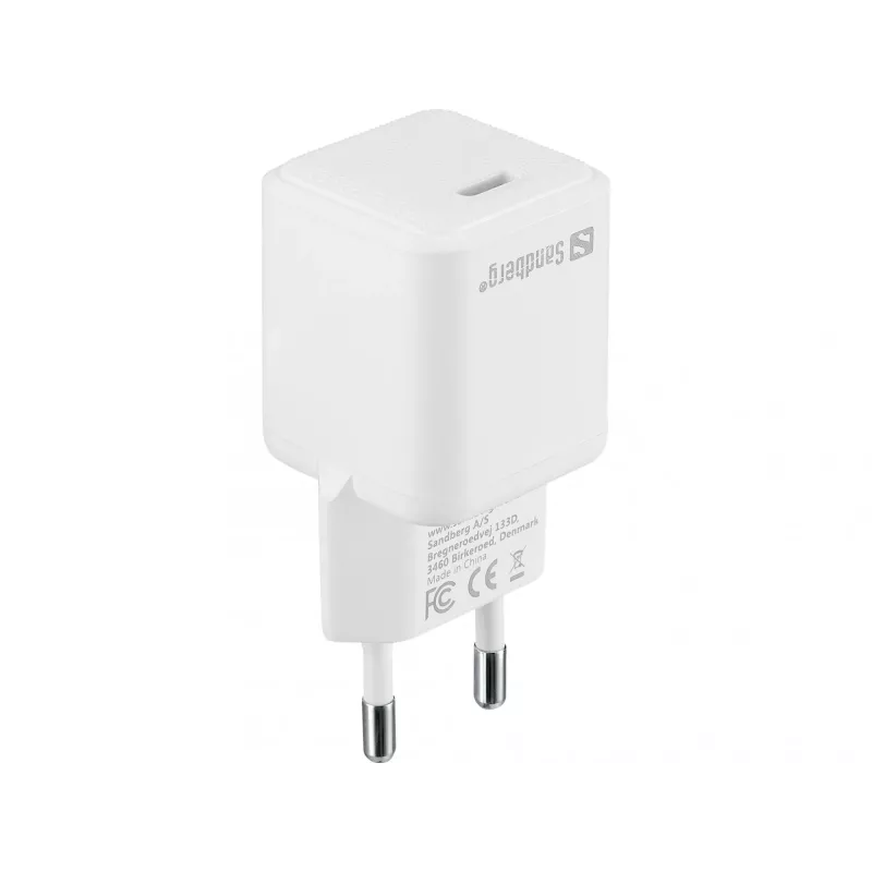 Sandberg USB-C AC -laturi PD20W EU, sisäkäyttö, AC, 5 V, 3 A, valkoinen