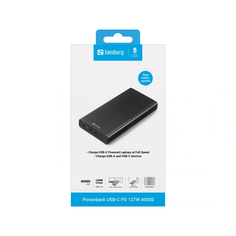 Kannettava varavirtalähde Sandberg USB-C PD 127W 40000 mAh