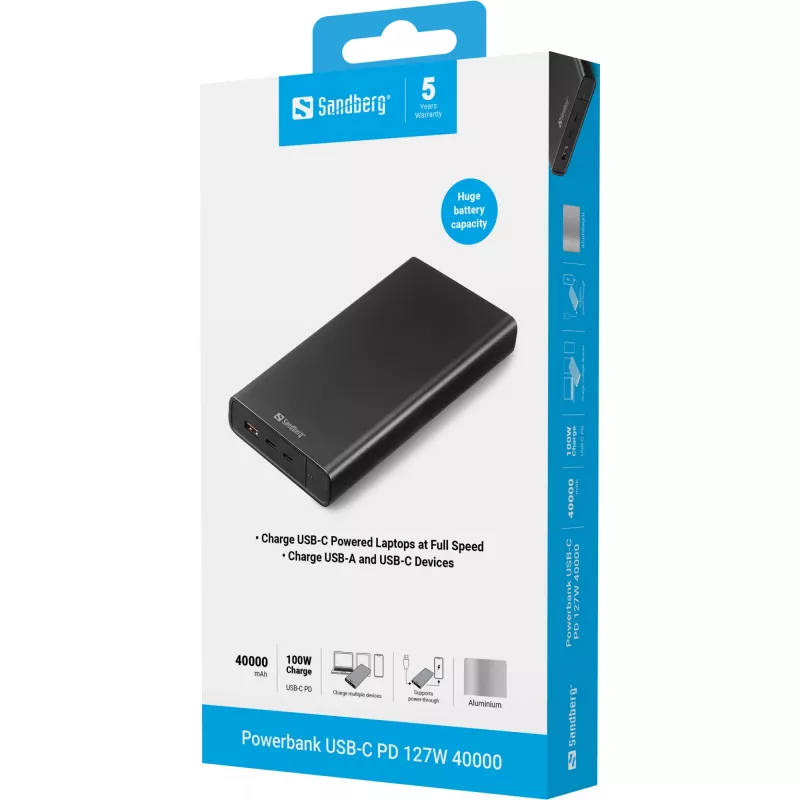 Kannettava varavirtalähde Sandberg USB-C PD 127W 40000 mAh