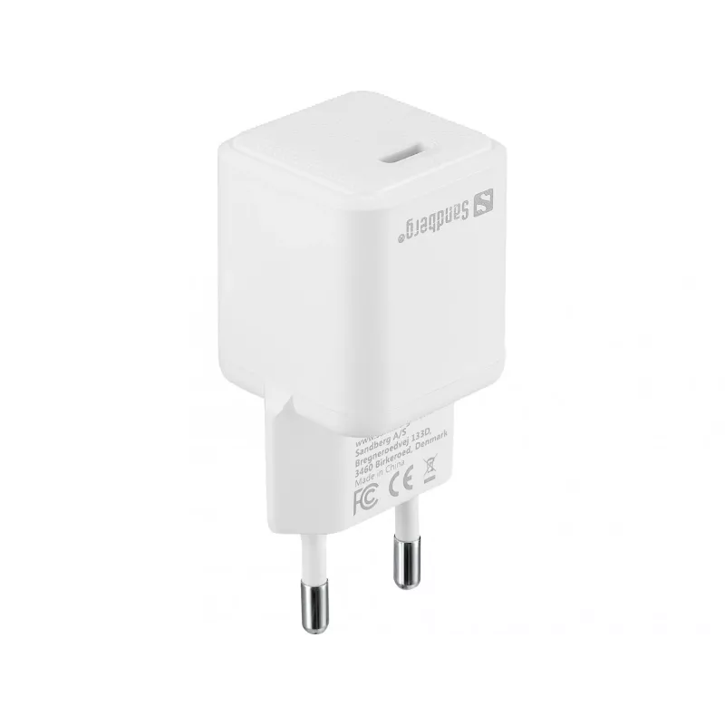 Sandberg USB-C AC -laturi PD20W SAVER, sisäkäyttö, AC, 12 V, 3 A, valkoinen