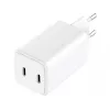 Sandberg AC -laturi Dual USB-C PD65W EU, sisäkäyttö, AC, 20 V, 3,25 A, valkoinen