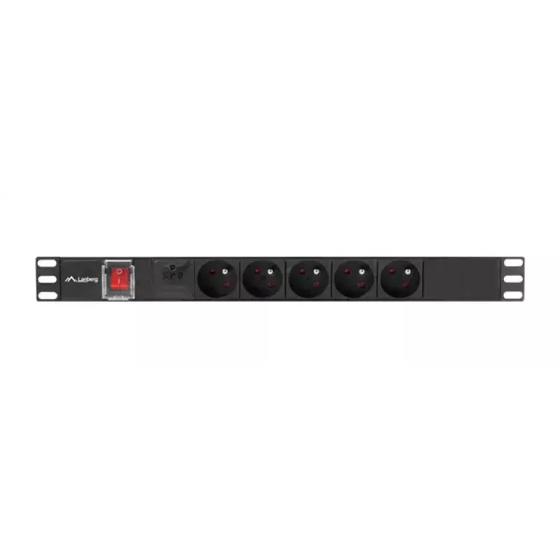PDU Lanberg PDU-05E-0200-BK 5 AC-pistorasiaa 1U musta