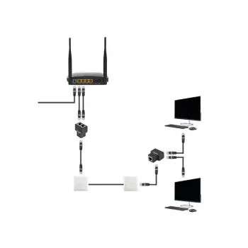 Kaapeliliitin Lanberg ADS-RJ45-2RJ45-OS musta
