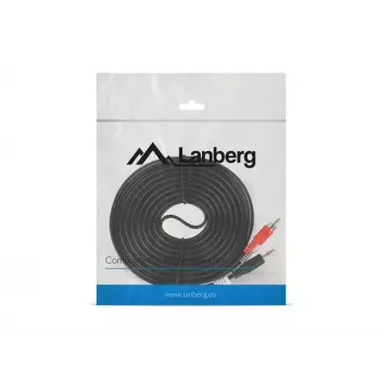 Audiokaapeli LANBERG 3,5 mm – 2×RCA-pistoke, 5 m, musta