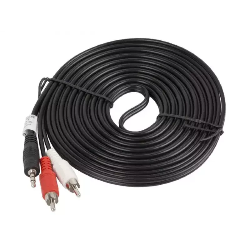 Audiokaapeli LANBERG 3,5 mm – 2×RCA-pistoke, 5 m, musta