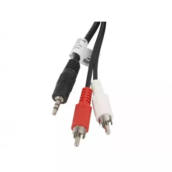 Audiokaapeli LANBERG 3,5 mm – 2×RCA-pistoke, 5 m, musta