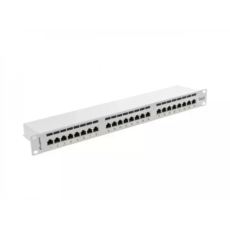Lanberg patchpanel 24 porttia 1U, Kat. 6, suojattu, harmaa