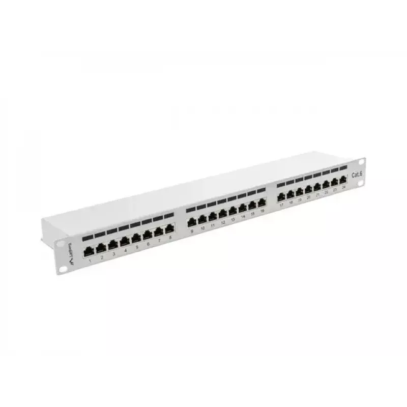 Lanberg patchpanel 24 porttia 1U, Kat. 6, suojattu, harmaa