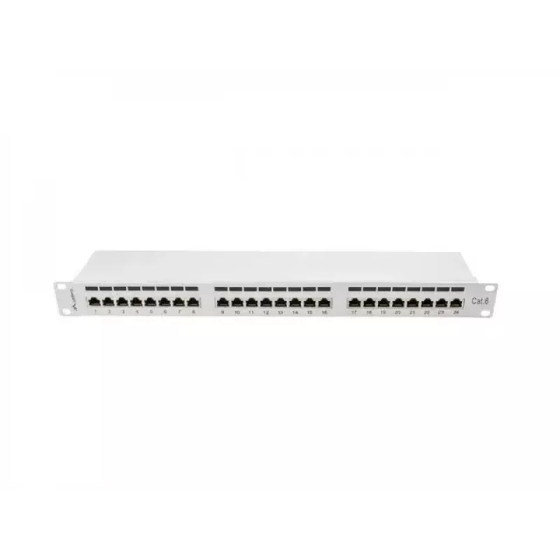 Lanberg patchpanel 24 porttia 1U, Kat. 6, suojattu, harmaa