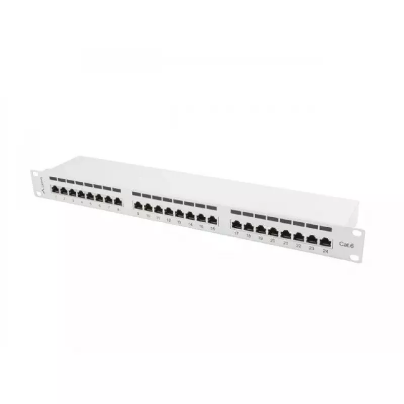 Lanberg patchpanel 24 porttia 1U, Kat. 6, suojattu, harmaa