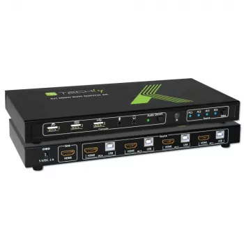 Techly 4x1 USB HDMI 4Kx2K IDATA KVM-HDMI4U KVM-kytkin musta