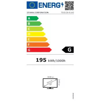 Näyttö iiyama TE6515A-B1AG 65 tuuman 4K UHD kosketusnäyttö