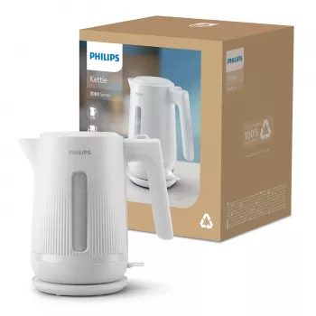 Philips 3000 Series -vedenkeitin, 1,7 l, 2200 W, valkoinen, muovi, ylikuumenemissuoja, johdoton