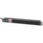 Techly 023776 19 tuuman 1U Rack PDU, 12x C13, C20-pistoke, kytkin, 2 m, musta