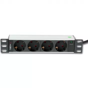 Techly I-CASE M10-4D virtajakoyksikkö (PDU) 4 AC-lähtöä 1U musta, hopea