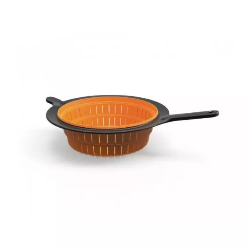 Fiskars 1027304 taittuva siivilä, 29 cm, muovi/silikoni, musta/oranssi