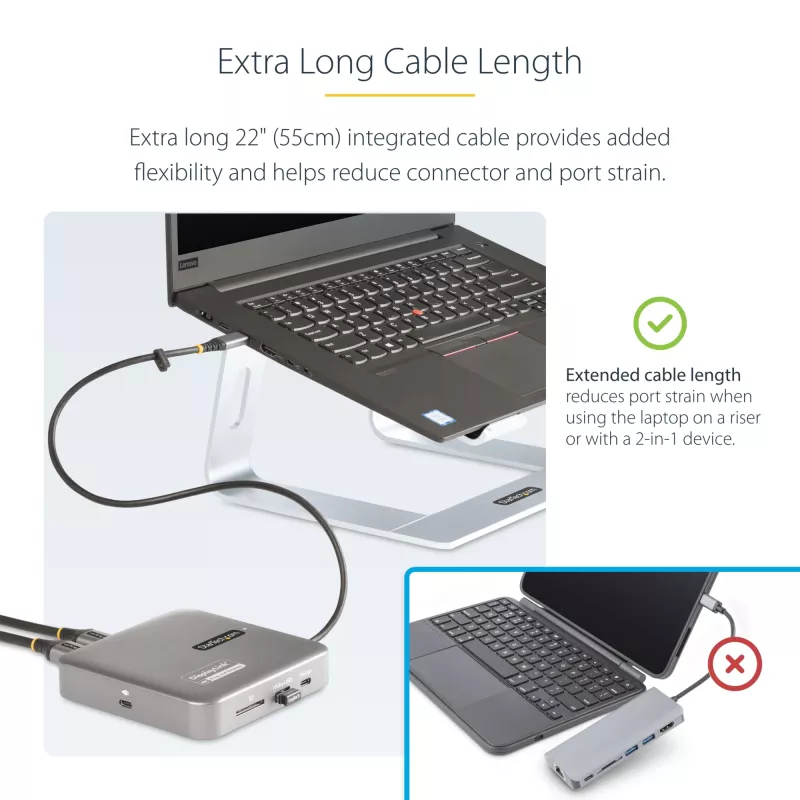 StarTech.com USB-C-telakointiasema, Dual 4K 60Hz HDMI, yhteensopiva Macbook Pro (M1/M2/M3/M4) ja Windows, USB-A/USB-C 10Gbps-keskitin, 100W Power Delivery, GbE, SD, 56cm kaapeli