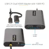 StarTech.com USB-C - Dual-HDMI-sovitin – USB-C tai A - 2x HDMI – 4K 60Hz – 100W Power Delivery -läpivienti – 30 cm (1ft) integroitu kaapeli – USB-HDMI-moninäyttömuunnin kannettavalle – TAA