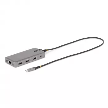 StarTech.com USB-C Triple Monitor -moniporttisovitin, Dual 4K 60Hz + 4K 30Hz HDMI & DisplayPort, 3-porttinen USB 10Gbps -keskitin, 100W PD -läpivienti, GbE, matkatelakka, Windows & ChromeOS