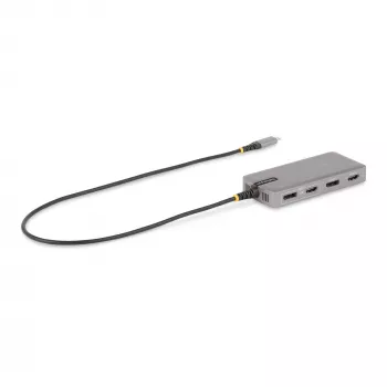StarTech.com USB-C Triple Monitor -moniporttisovitin, Dual 4K 60Hz + 4K 30Hz HDMI & DisplayPort, 3-porttinen USB 10Gbps -keskitin, 100W PD -läpivienti, GbE, matkatelakka, Windows & ChromeOS