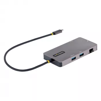 StarTech.com USB-C-moniporttisovitin, Dual-HDMI-video, 4K 60Hz, 2x 5 Gbit/s USB-A-keskitin, 100 W Power Delivery -läpivienti/GbE/SD/MicroSD, 30 cm kaapeli, matkatelakka, kannettavan telakointiasema