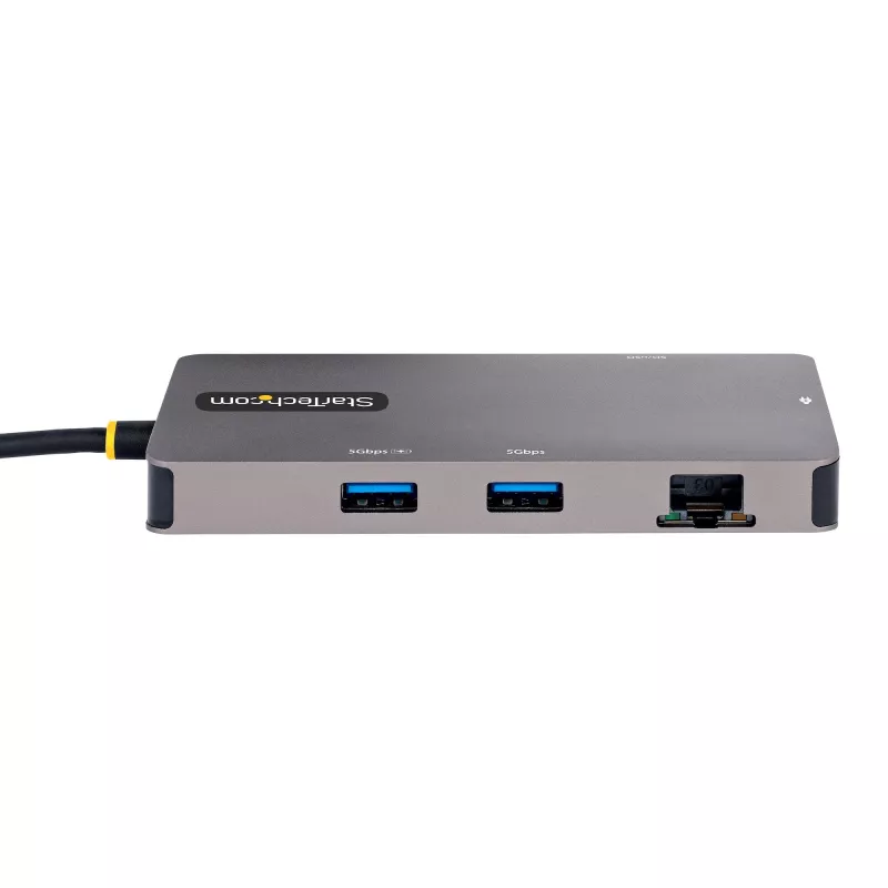 StarTech.com USB-C-moniporttisovitin, Dual-HDMI-video, 4K 60Hz, 2x 5 Gbit/s USB-A-keskitin, 100 W Power Delivery -läpivienti/GbE/SD/MicroSD, 30 cm kaapeli, matkatelakka, kannettavan telakointiasema